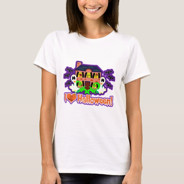 Camiseta Eu Amo Ilustração Epic House Assombrada De Hallowe (Frente)