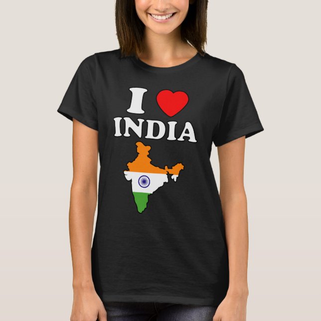 Camiseta Eu amo índia coração bharat map flag hindustan (Frente)