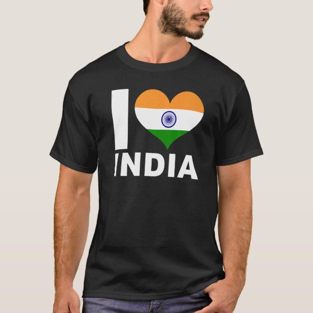 Camiseta Eu amo Índia Heart Flag India (Frente)