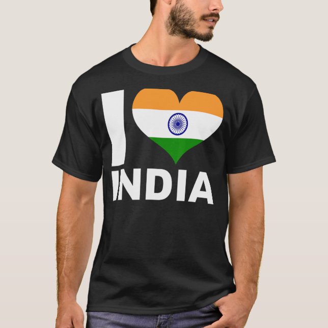 Camiseta Eu amo Índia Heart Flag India (Frente)