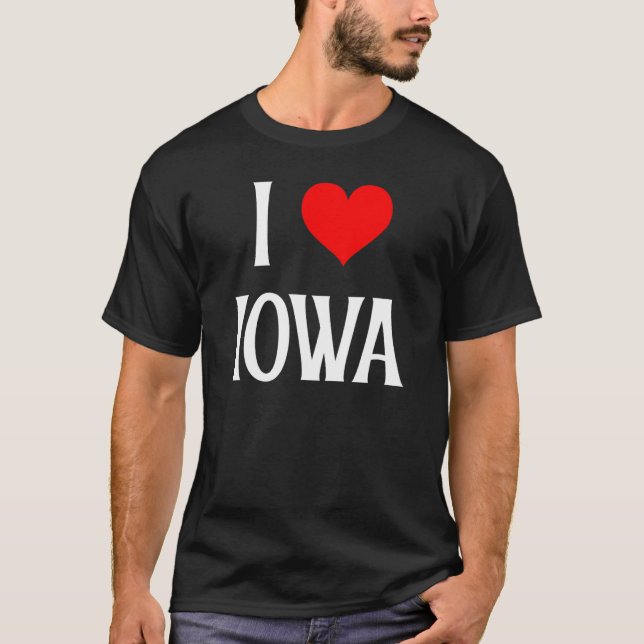 Camiseta Eu amo Iowa I Heart Iowa IA USA Holiday Viagem Sou (Frente)