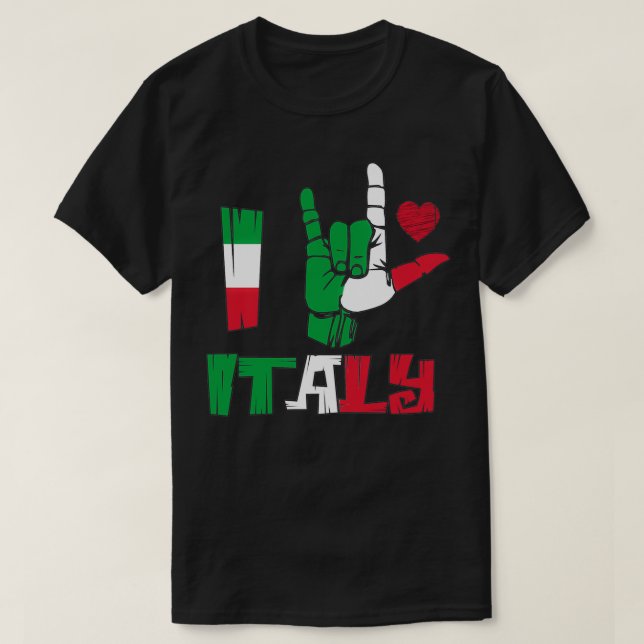 Camiseta Eu Amo Itália Sinal de Amor Presente 3 (Frente do Design)