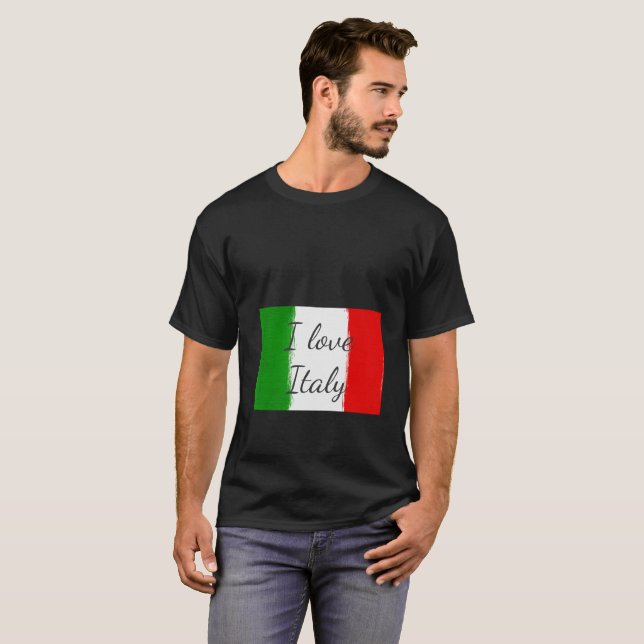 Camiseta Eu amo Italy.Flag de Italia (Frente Completa)
