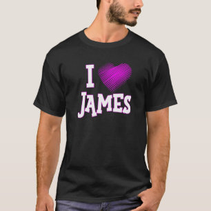 Camiseta Eu Amo James Namorado Marido Filho Pai Coração Ros