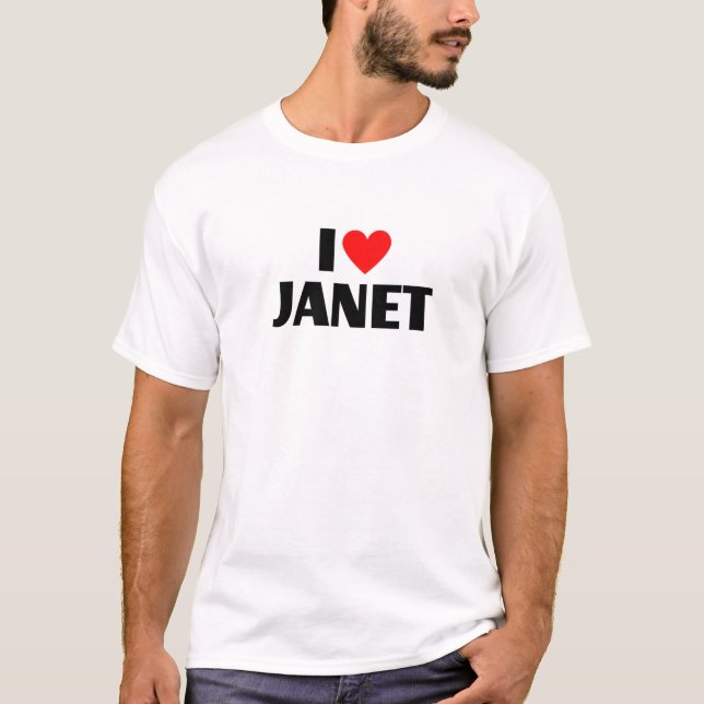 Camiseta Eu Amo Janet - Eu Coração Janet (Frente)