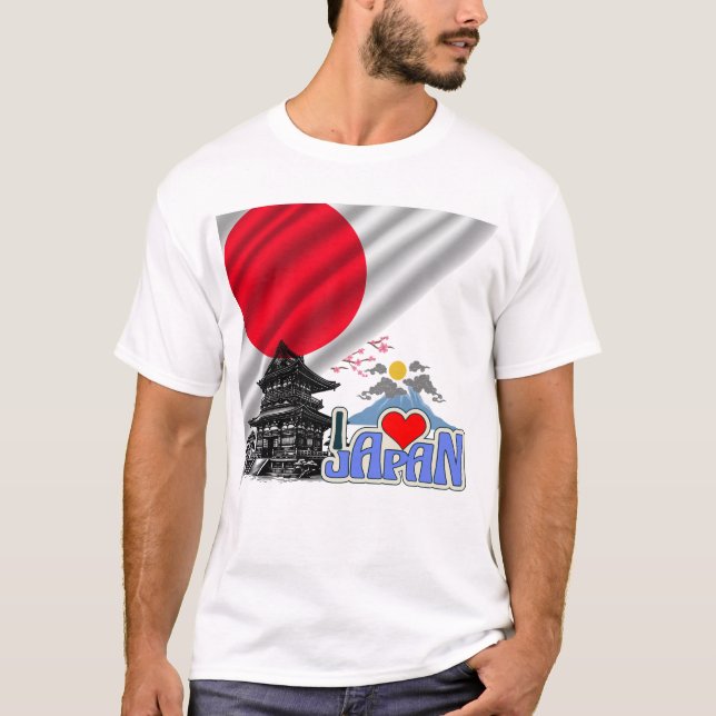 Camiseta Eu Amo Japão – Espírito do Sol Nascente (Frente)