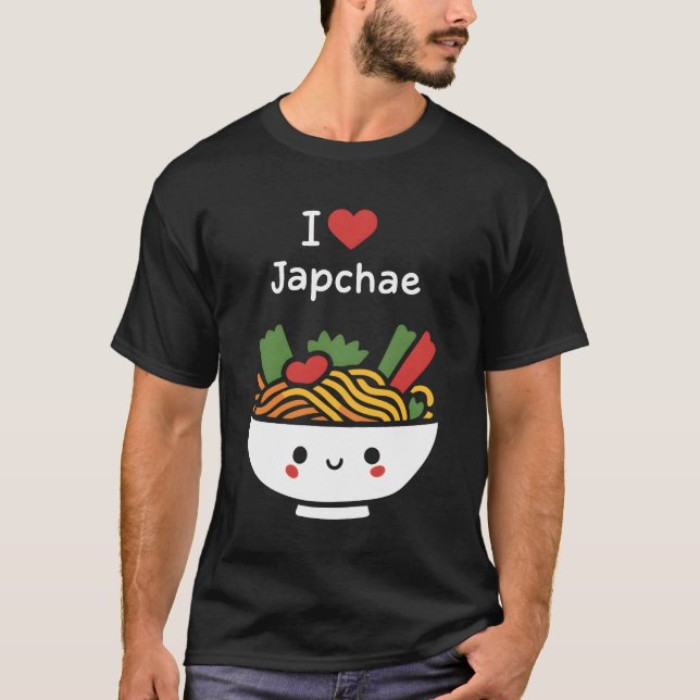 Camiseta Eu Amo Japchae Presente Delícia da Comida Coreana (Frente)