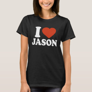 Camiseta Eu Amo Jason Eu Adoro Jason Coração Vermelho Dia d