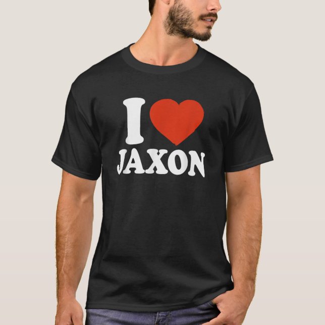 Camiseta Eu Amo Jaxon I Heart Jaxon Red Heart Namorados (Frente)