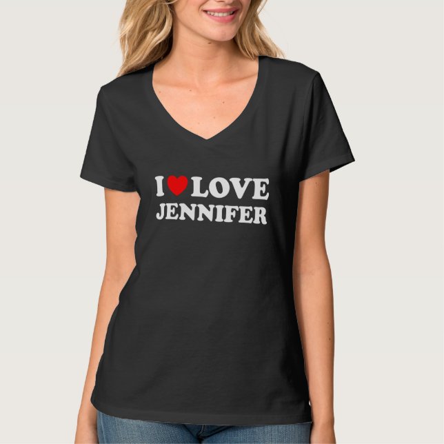 Camiseta Eu amo Jennifer I Heart Jennifer (Frente)