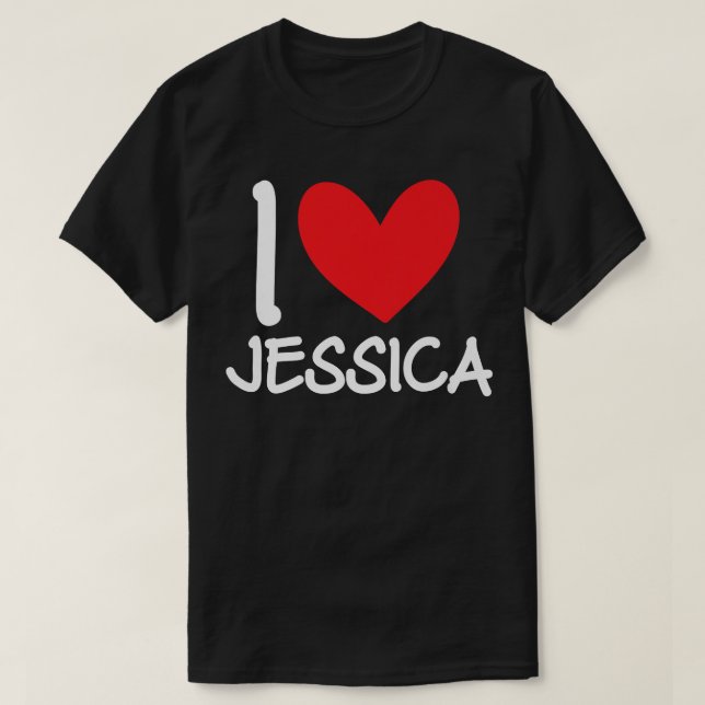 Camiseta Eu Amo Jessica Name Personalizar Menina Mulher BFF (Frente do Design)