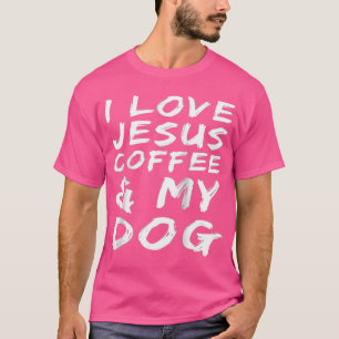 Camiseta Eu Amo Jesus Café E Meu Cachorro Beisebol Tee