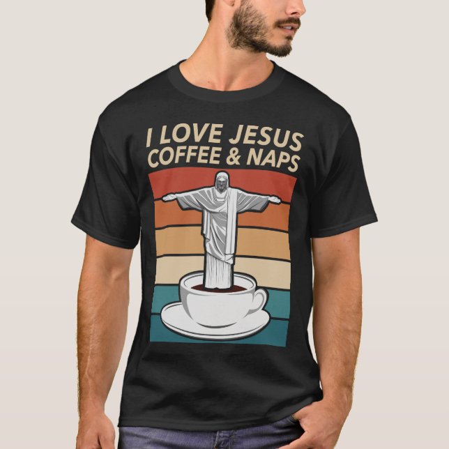 Camiseta Eu Amo Jesus Café E Soneca (Frente)