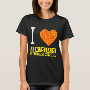 Camiseta Eu Amo Jesus Coração de Waffle Divertido Café da M