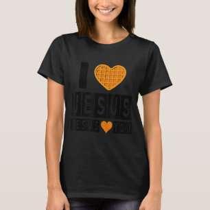 Camiseta Eu Amo Jesus Coração de Waffle Jesus Te Ama Brinca