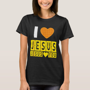 Camiseta Eu Amo Jesus Coração de Waffle Jesus Te Ama Camise