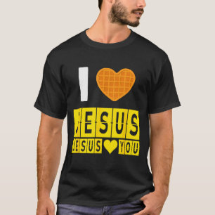 Camiseta Eu Amo Jesus Coração de Waffle Jesus Te Ama Funny