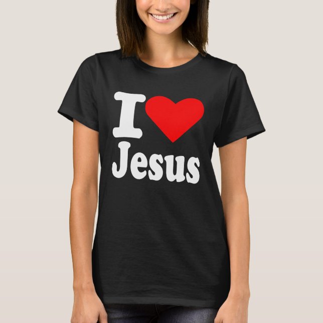 Camiseta Eu Amo Jesus Cristo Coisa Cristã Homens (Frente)