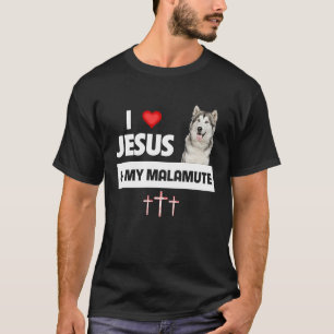 Camiseta Eu amo Jesus e as minhas patas malamutas do Alasca