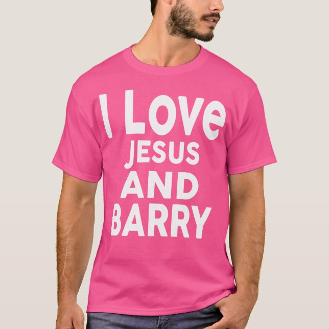 Camiseta Eu Amo Jesus E Barry Nome Barry (Frente)