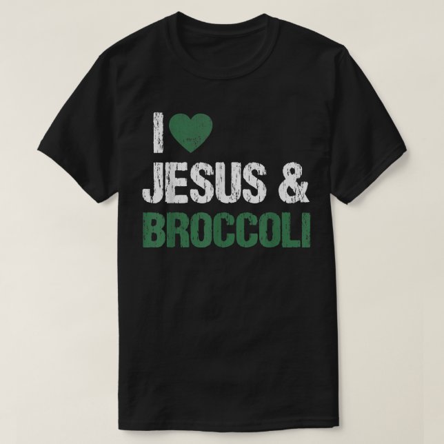 Camiseta Eu Amo Jesus E Brócolis Ve Vegetal Engraçado (Frente do Design)