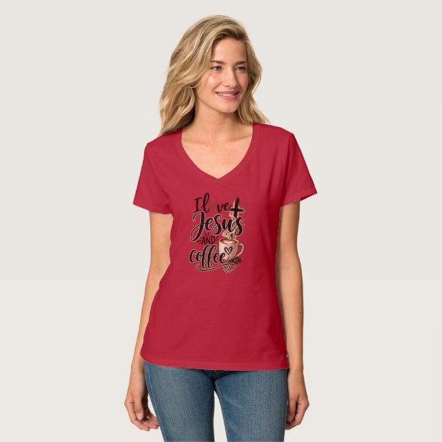 Camiseta Eu amo Jesus e café (Frente Completa)