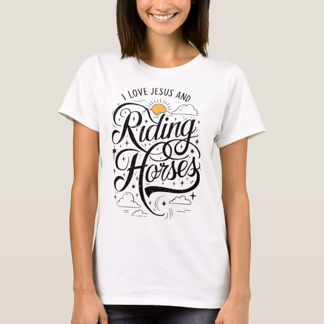 Camiseta Eu Amo Jesus E Cavalos Cavalos Andando Meninas De  (Frente)