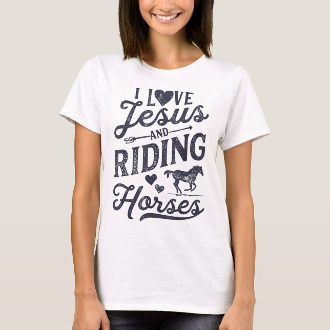 Camiseta Eu Amo Jesus E Cavalos Cavalos Cavalos Cavalos Cav (Frente)