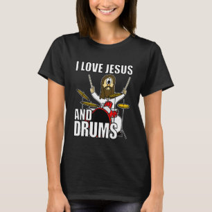 Camiseta Eu Amo Jesus E Drummer Culto Cristão