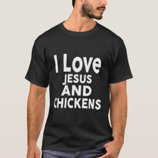 Camiseta Eu Amo Jesus E Frango Design Engraçado