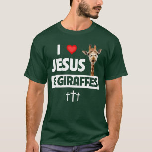 Camiseta Eu Amo Jesus e Girafas Cruz Cristã Safari A