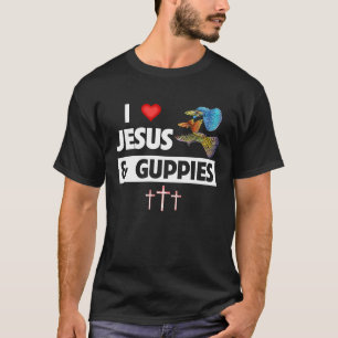 Camiseta Eu Amo Jesus e Guppies Peixe Arco-Íris Tropical Ch