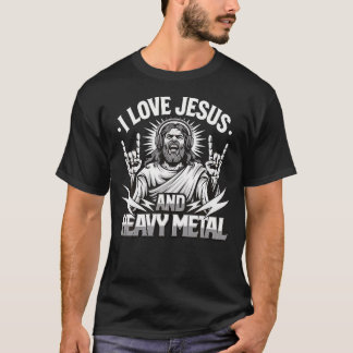 Camiseta Eu Amo Jesus E Heavy Metal