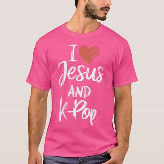 Camiseta Eu Amo Jesus E K-Pop, Religioso Cristão K-Pop L (Frente)