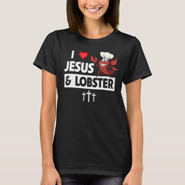 Camiseta Eu amo Jesus e lagosta Cajun ferve marisco Gumbo (Frente)