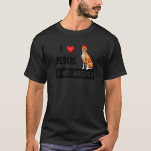 Camiseta Eu Amo Jesus E Meu Basenji Caçando Cachorro Mãe Pa