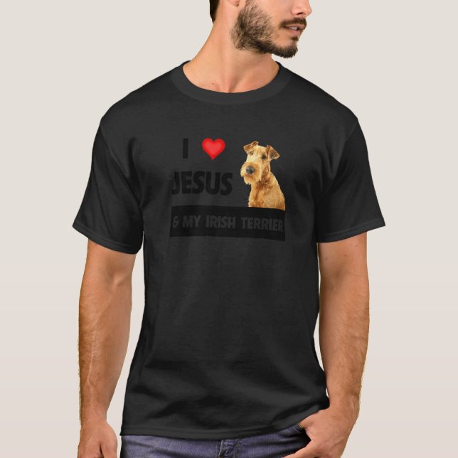Camiseta Eu Amo Jesus E Meu Cachorro Irlandês, Mãe Pai Chri (Frente)