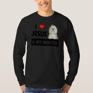 Camiseta Eu Amo Jesus E Meu Cachorro Maltês Mãe Pai Pet Par
