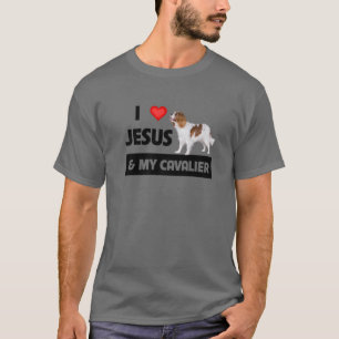Camiseta Eu Amo Jesus E Meu Cavaleiro Rei Charles Spaniel