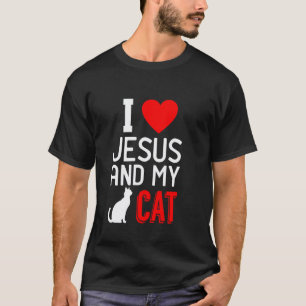 Camiseta Eu Amo Jesus E Meu Gato Cristão Amante De Gatos