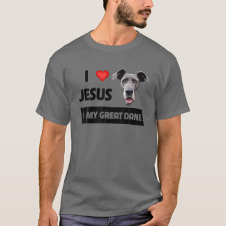 Camiseta Eu Amo Jesus E Meu Grande Cachorro De Dane Mãe E P
