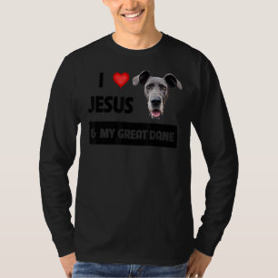 Camiseta Eu Amo Jesus E Meu Grande Cachorro De Dane Mãe E P
