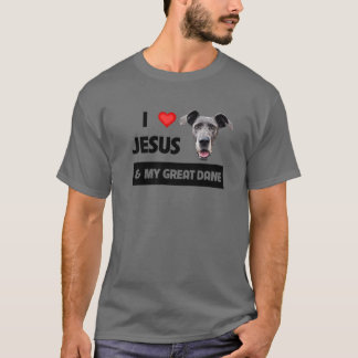 Camiseta Eu Amo Jesus E Meu Grande Cachorro De Dane Mãe E P