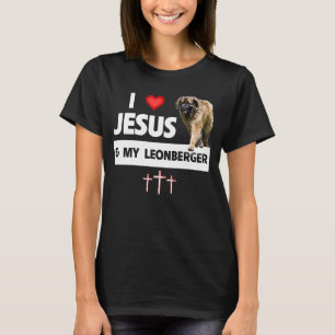 Camiseta Eu amo Jesus e meu Leonberger alemão Mãe Pai