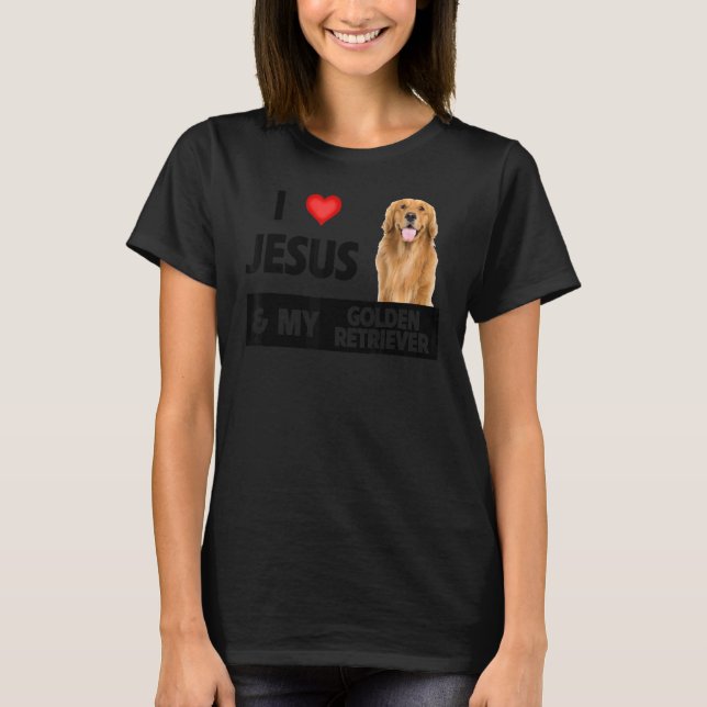 Camiseta Eu Amo Jesus E Meu Ouro Cachorro De Retriever Mãe  (Frente)