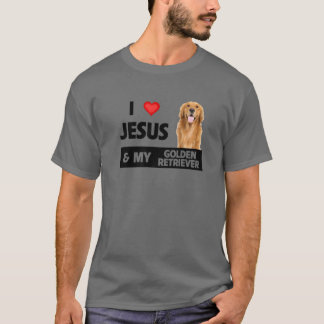 Camiseta Eu Amo Jesus E Meu Ouro Cachorro De Retriever Mãe 