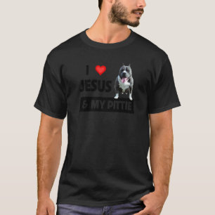 Camiseta Eu Amo Jesus E Meu Pittie Pitbull Cachorro Mãe Pai