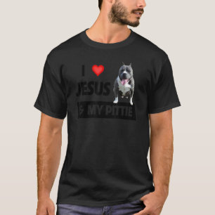 Camiseta Eu Amo Jesus E Meu Pittie Pitbull Cachorro Mãe Pai