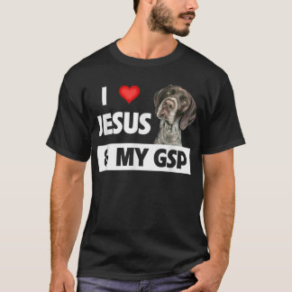 Camiseta Eu amo Jesus e meu SPG Mãe Pai Curto Cabelo Alemão