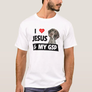 Camiseta Eu Amo Jesus E Minha Mãe Pai Alemã Curto-Cabelo